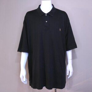 POLO RALPH LAUREN 3XLT Black MULTICOLOR PONY 3XL BIG & TALL XXXL Mens Golf Shirt